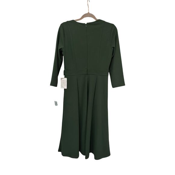 London Times Green A-Line Dress with Button Detail - Picture 4 of 4